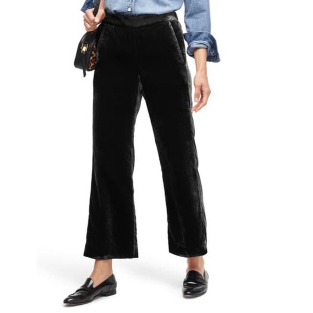 J Crew Pull On Peyton Pant in Black Velvet NEW With Tags Size 6